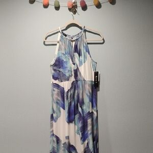 SUITE 7 Blue & White Halter-Style Maxi Dress
